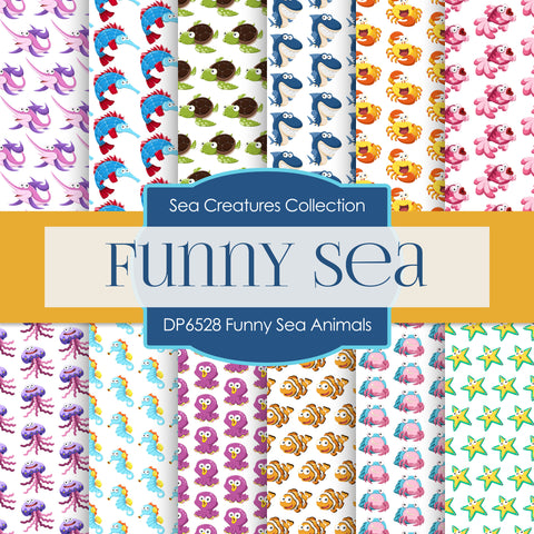 Funny Sea Animals Digital Paper DP6528 - Digital Paper Shop