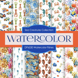 Watercolor Fishes Digital Paper DP6530 - Digital Paper Shop
