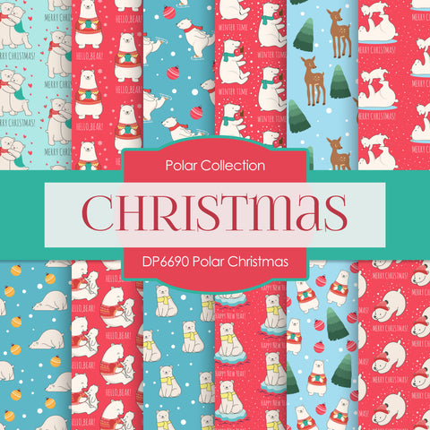 Polar Christmas Digital Paper DP6690 - Digital Paper Shop