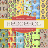 Retro Hedgehog Digital Paper DP6710 - Digital Paper Shop