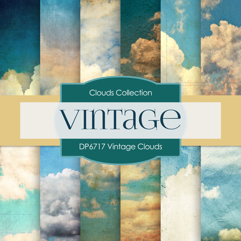 Vintage Clouds Digital Paper DP6717 - Digital Paper Shop