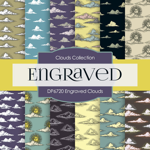 Engraved Clouds Digital Paper DP6720 - Digital Paper Shop