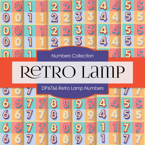 Retro Lamp Numbers Digital Paper DP6766 - Digital Paper Shop