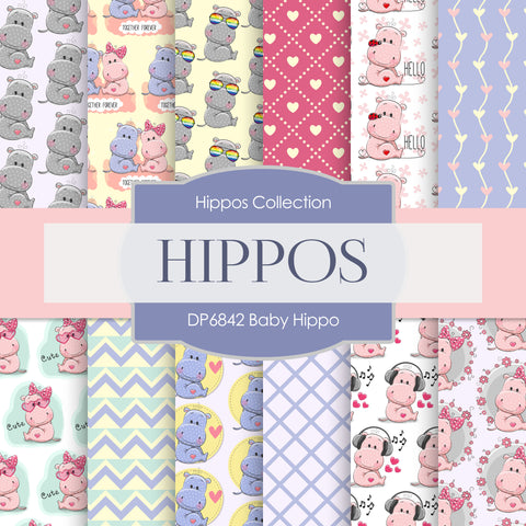 Baby Hippo Digital Paper DP6842 - Digital Paper Shop
