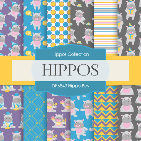 Hippo Boy Digital Paper DP6843 - Digital Paper Shop