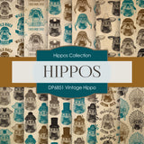 Vintage Hippo Digital Paper DP6851 - Digital Paper Shop