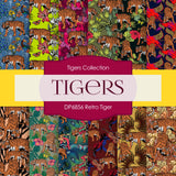 Retro Tiger Digital Paper DP6856 - Digital Paper Shop