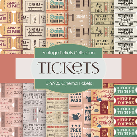 Cinema Ticket Digital Paper DP6925 - Digital Paper Shop