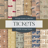 Vintage Ticket Digital Paper DP6928 - Digital Paper Shop