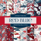 Red Blue China Digital Paper DP6947 - Digital Paper Shop