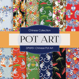 Chinese Pot Art Digital Paper DP6951 - Digital Paper Shop