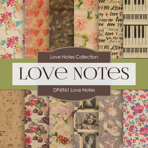 Love Notes Digital Paper DP6961 - Digital Paper Shop