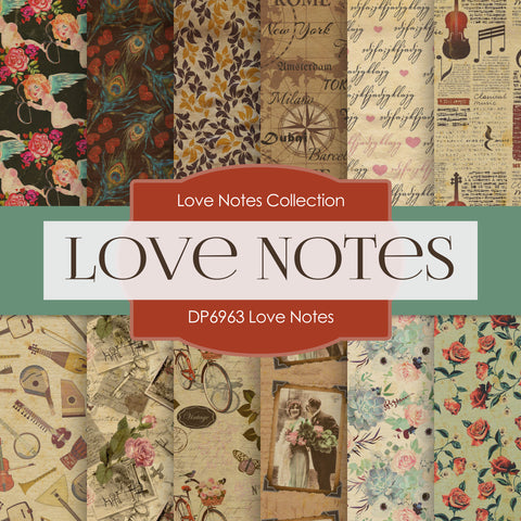 Love Notes Digital Paper DP6963 - Digital Paper Shop