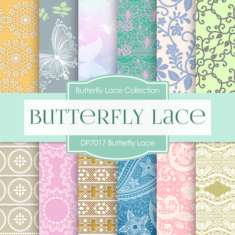 Butterfly Lace Digital Paper DP7017 - Digital Paper Shop