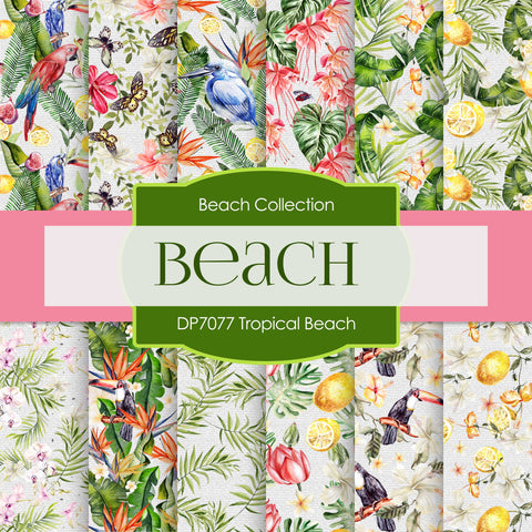 Tropical Beach Digital Paper DP7077 - Digital Paper Shop