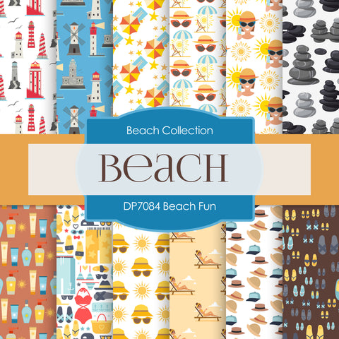 Beach Fun Digital Paper DP7084 - Digital Paper Shop