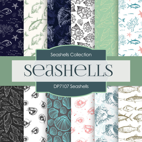 Seashells Digital Paper DP7107 - Digital Paper Shop