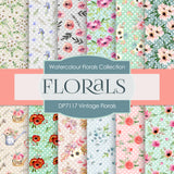 Vintage Florals Digital Paper DP7117 - Digital Paper Shop