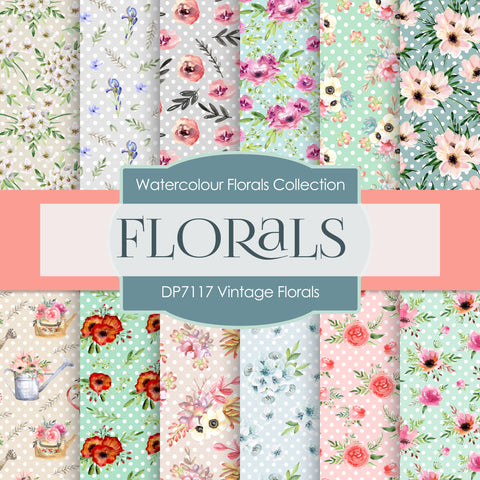 Vintage Florals Digital Paper DP7117 - Digital Paper Shop