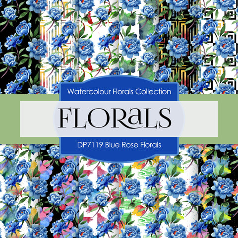 Blue Rose Florals Digital Paper DP7119 - Digital Paper Shop