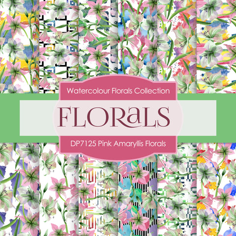 Pink Amaryllis Florals Digital Paper DP7125 - Digital Paper Shop
