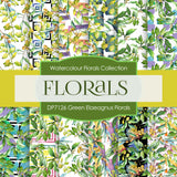 Green Elaeagnus Florals Digital Paper DP7126 - Digital Paper Shop