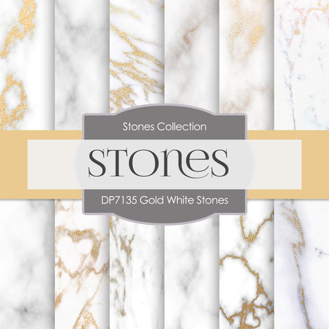 Gold White Stones Digital Paper DP7135 - Digital Paper Shop