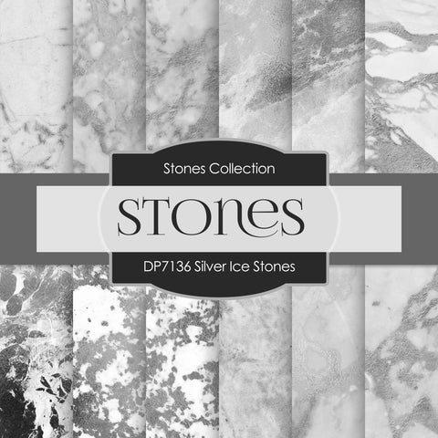Silver Ice Stones Digital Paper DP7136 - Digital Paper Shop