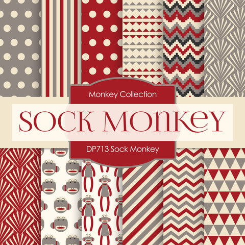 Sock Monkey Digital Paper DP713 - Digital Paper Shop - 1