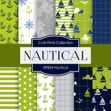 Green Nautical Digital Paper DP859 - Digital Paper Shop