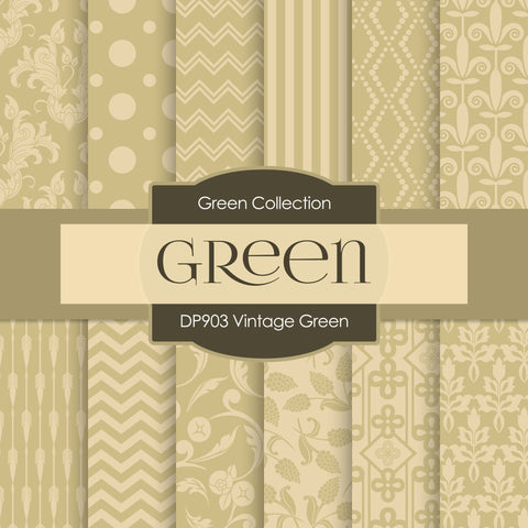 Vintage Green Digital Paper DP903 - Digital Paper Shop - 1