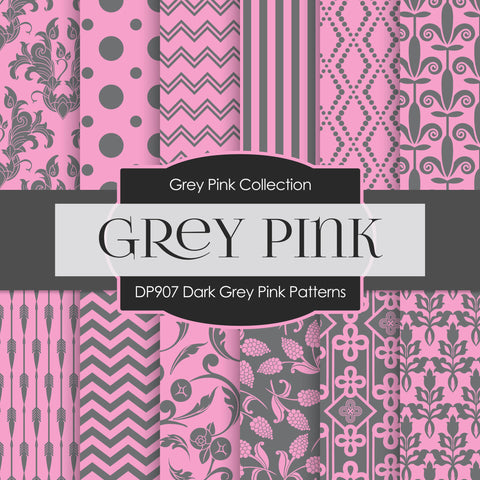 Dark Grey Pink Patterns Digital Paper DP907 - Digital Paper Shop - 1