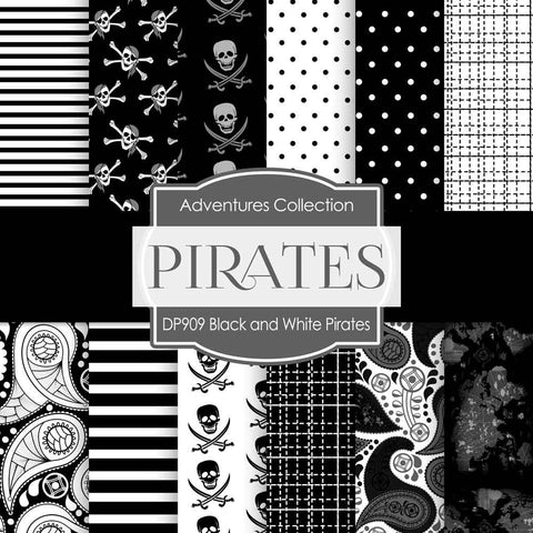 Black and White Pirates Digital Paper DP909 - Digital Paper Shop