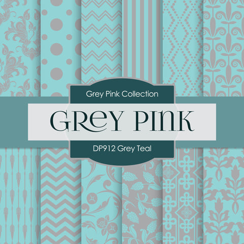 Grey Teal Digital Paper DP912 - Digital Paper Shop - 1