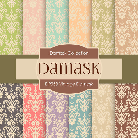 Vintage Damask Digital Paper DP953 - Digital Paper Shop - 1