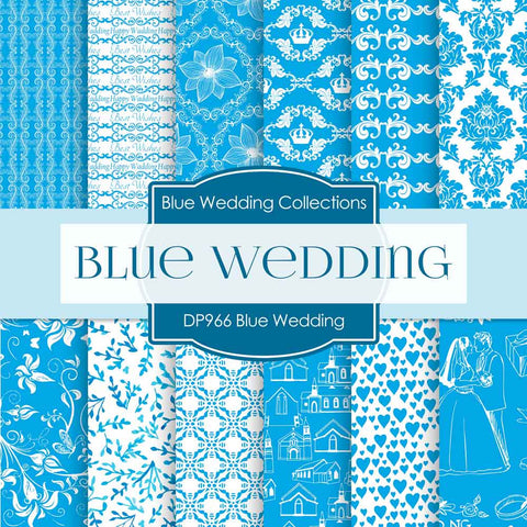 Blue Wedding Digital Paper DP966 - Digital Paper Shop