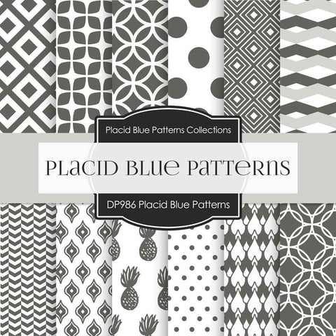 Placid Blue Patterns Digital Paper DP986 - Digital Paper Shop