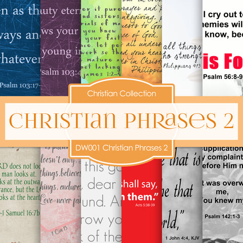 Christian Phrases 2 Digital Paper DW001 - Digital Paper Shop