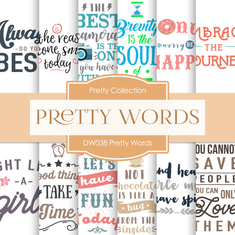 Pretty Words Digital Paper DW038 - Digital Paper Shop