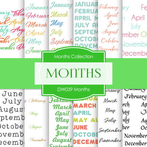 Months Digital Paper DW039 - Digital Paper Shop