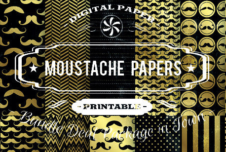 Digital Papers - Moustache Papers Bundle Deal - Digital Paper Shop