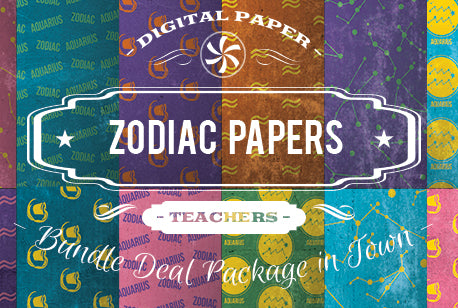 Digital Papers - Zodiac Papers Bundle Deal - Digital Paper Shop